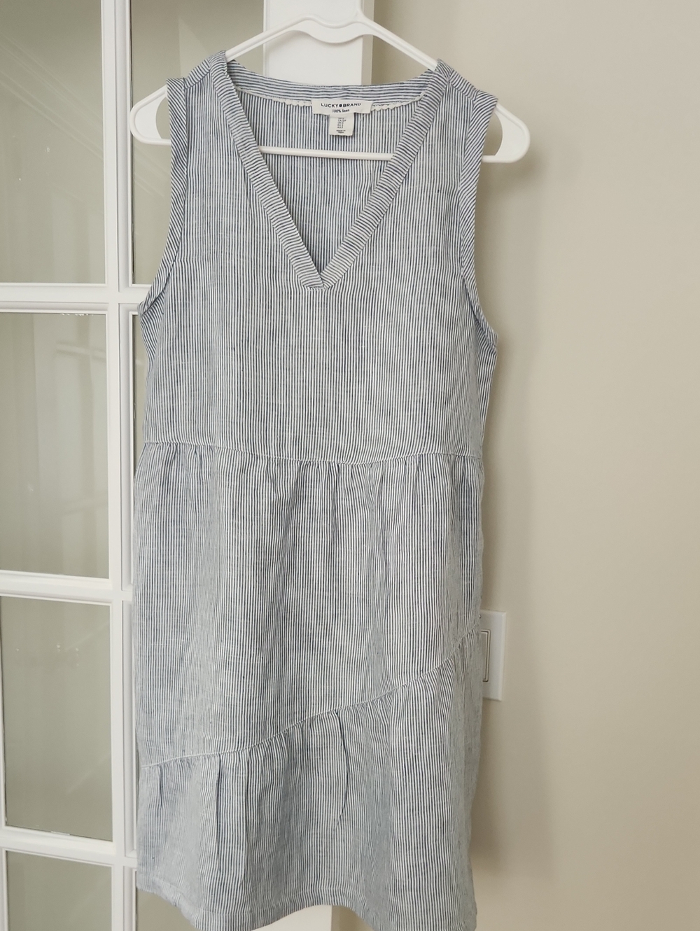 Lucky Brand Blue Stripe V-Neck Sleeveless Dress